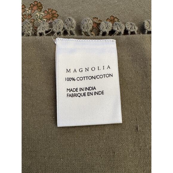 Magnolia Olive Green Floral Block Print Table Runner 16" x 72" NWT - Picture 12 of 12